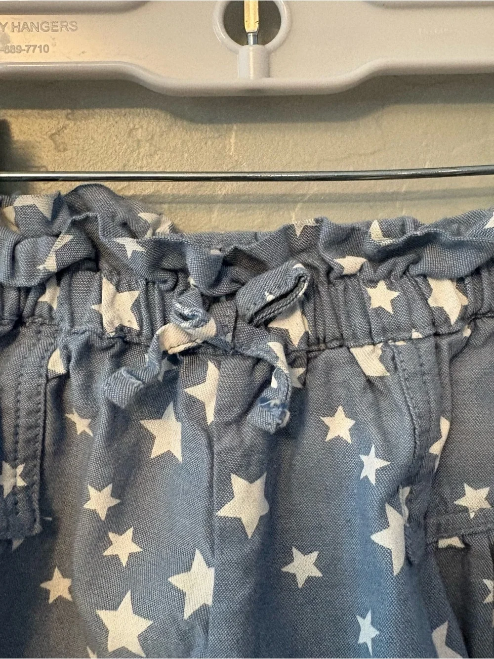 Tommy Hilfiger baby girls chambray with white stars ruffle top/short set 18 mon